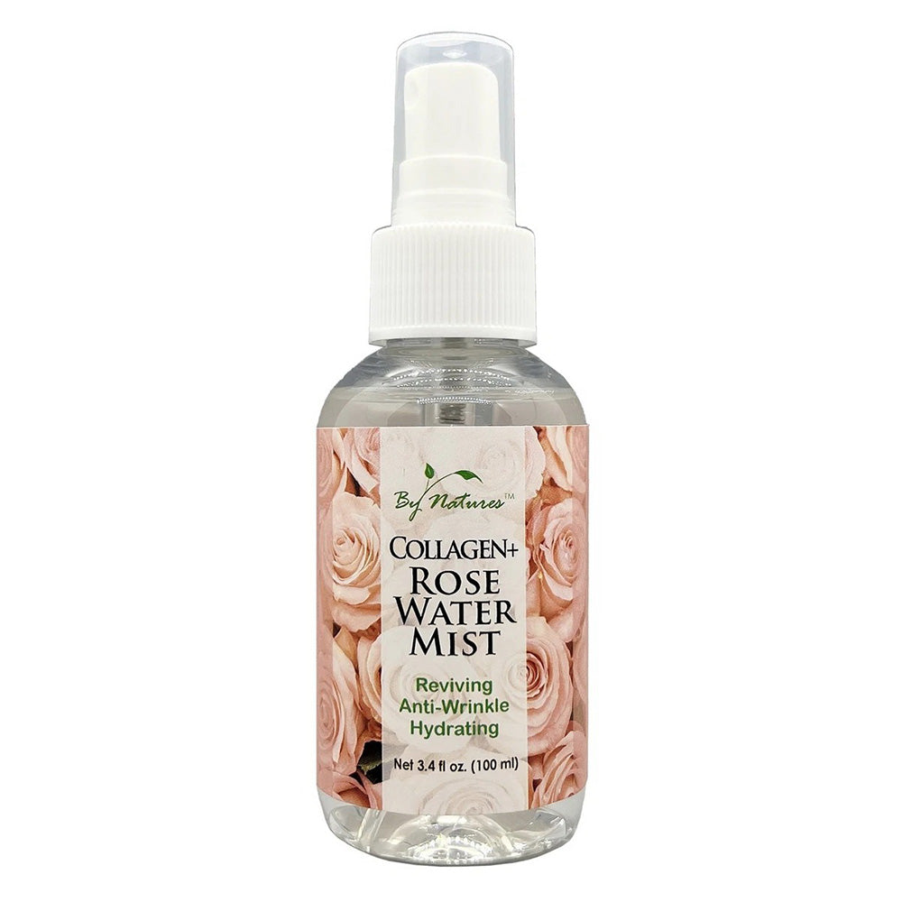 By Natures Collagen Rose Water Mist Travel Size Hydrating Toner 3.4Oz (100ml)
